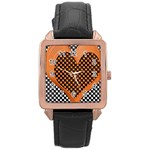 Heart Chess Board Checkerboard Rose Gold Leather Watch  Front