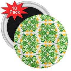 Green Pattern Retro Wallpaper 3  Magnets (10 Pack)  by Bajindul