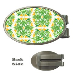 Green Pattern Retro Wallpaper Money Clips (oval)  by Bajindul