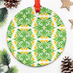 Green Pattern Retro Wallpaper Round Ornament (two Sides) by Bajindul