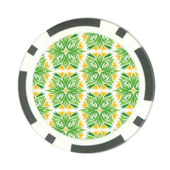 Green Pattern Retro Wallpaper Poker Chip Card Guard by Bajindul