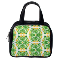 Green Pattern Retro Wallpaper Classic Handbag (one Side) by Bajindul