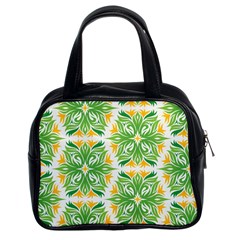 Green Pattern Retro Wallpaper Classic Handbag (two Sides) by Bajindul