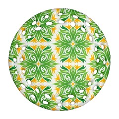 Green Pattern Retro Wallpaper Ornament (round Filigree) by Bajindul