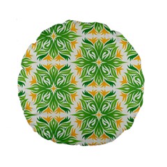 Green Pattern Retro Wallpaper Standard 15  Premium Round Cushions by Bajindul