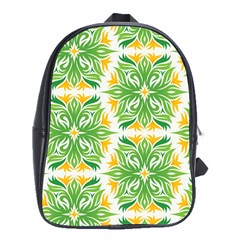 Green Pattern Retro Wallpaper School Bag (xl) by Bajindul