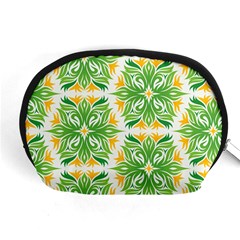 Green Pattern Retro Wallpaper Accessory Pouch (medium) by Bajindul