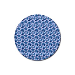 Blue Pattern Scrapbook Rubber Coaster (round) 