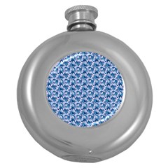 Blue Pattern Scrapbook Round Hip Flask (5 Oz) by Bajindul