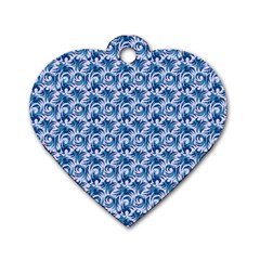 Blue Pattern Scrapbook Dog Tag Heart (two Sides) by Bajindul