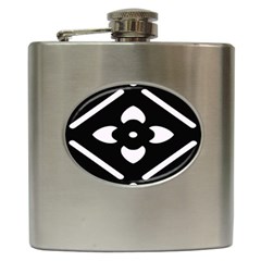 Pattern Flower Black Hip Flask (6 Oz) by Bajindul