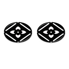 Pattern Flower Black Cufflinks (oval) by Bajindul