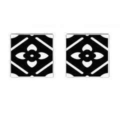 Pattern Flower Black Cufflinks (square) by Bajindul