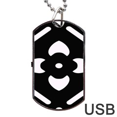 Pattern Flower Black Dog Tag Usb Flash (two Sides) by Bajindul