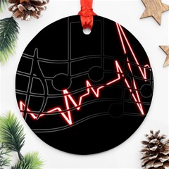 Music Wallpaper Heartbeat Melody Ornament (round) by Bajindul