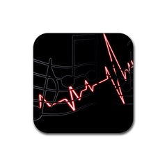 Music Wallpaper Heartbeat Melody Rubber Coaster (square)  by Bajindul