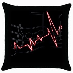 Music Wallpaper Heartbeat Melody Throw Pillow Case (black) by Bajindul