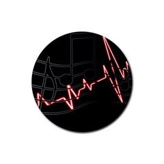 Music Wallpaper Heartbeat Melody Rubber Coaster (round)  by Bajindul