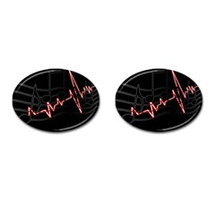 Music Wallpaper Heartbeat Melody Cufflinks (oval) by Bajindul