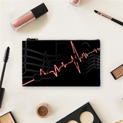 Music Wallpaper Heartbeat Melody Cosmetic Bag (small) by Bajindul