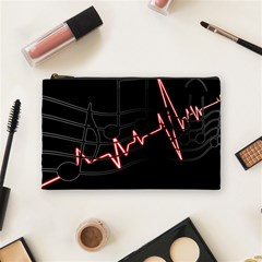 Music Wallpaper Heartbeat Melody Cosmetic Bag (medium) by Bajindul