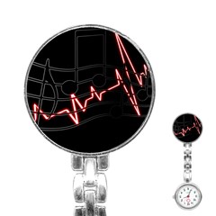 Music Wallpaper Heartbeat Melody Stainless Steel Nurses Watch by Bajindul