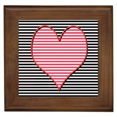 Heart Stripes Symbol Striped Framed Tiles by Bajindul