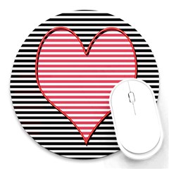 Heart Stripes Symbol Striped Round Mousepads by Bajindul