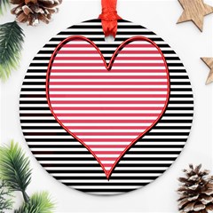 Heart Stripes Symbol Striped Ornament (round) by Bajindul