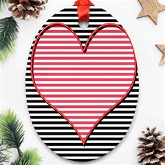 Heart Stripes Symbol Striped Ornament (oval) by Bajindul