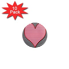 Heart Stripes Symbol Striped 1  Mini Magnet (10 Pack)  by Bajindul