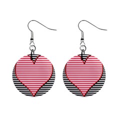 Heart Stripes Symbol Striped Mini Button Earrings by Bajindul