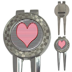 Heart Stripes Symbol Striped 3-in-1 Golf Divots by Bajindul