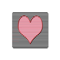 Heart Stripes Symbol Striped Square Magnet by Bajindul