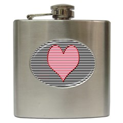 Heart Stripes Symbol Striped Hip Flask (6 Oz) by Bajindul