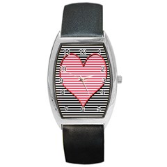 Heart Stripes Symbol Striped Barrel Style Metal Watch by Bajindul