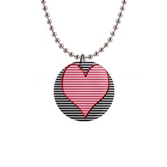 Heart Stripes Symbol Striped 1  Button Necklace by Bajindul