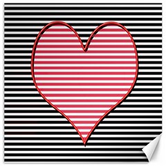 Heart Stripes Symbol Striped Canvas 12  X 12  by Bajindul