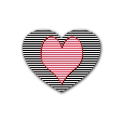 Heart Stripes Symbol Striped Rubber Coaster (heart)  by Bajindul