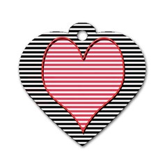 Heart Stripes Symbol Striped Dog Tag Heart (one Side) by Bajindul