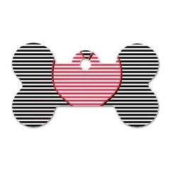 Heart Stripes Symbol Striped Dog Tag Bone (two Sides) by Bajindul