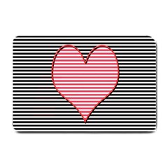 Heart Stripes Symbol Striped Small Doormat  by Bajindul