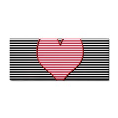 Heart Stripes Symbol Striped Hand Towel by Bajindul