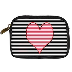 Heart Stripes Symbol Striped Digital Camera Leather Case by Bajindul