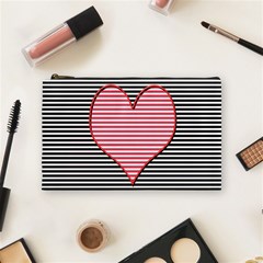 Heart Stripes Symbol Striped Cosmetic Bag (medium) by Bajindul