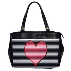 Heart Stripes Symbol Striped Oversize Office Handbag by Bajindul