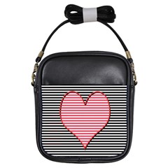 Heart Stripes Symbol Striped Girls Sling Bag by Bajindul