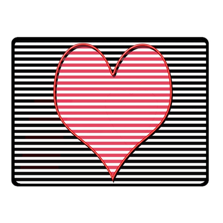 Heart Stripes Symbol Striped Fleece Blanket (Small)