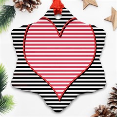 Heart Stripes Symbol Striped Ornament (snowflake) by Bajindul