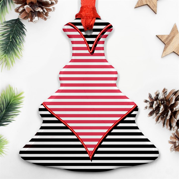 Heart Stripes Symbol Striped Ornament (Christmas Tree) 